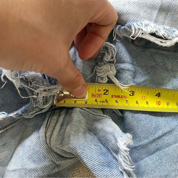 ONE Teaspoon Legend Revolve  Distressed Jean Short 100% Cotton High Rise Size 27 - Picture 9 of 12